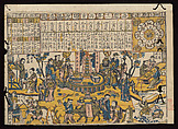 The Spring Ox, Woodblock print; ink on paper with additional hand coloring, China