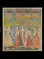 Sarat Purnima, the Autumn Festival: Gopis Dance in the Forest, Opaque watercolor on cotton cloth, India, Rajasthan, Kishangarh