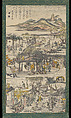 Story of The Western Chamber, Hanging scroll; woodblock print; ink on paper with additional hand coloring, China