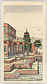 View of Western architecture, Woodblock print; ink on paper with additional hand coloring, China