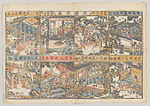 Reunion of the Heroes, Woodblock print; ink on paper with additional hand coloring, China