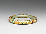 Jewelled Armlet, Nephrite with pearl, coral, and amber, India