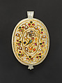 Jewelled Pendant, Nephrite with very faint grayish tint, pearl, and coral, India