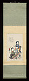 Two Beauties Gather Lotus, Hanging scroll; woodblock print; ink on paper with additional hand coloring, China