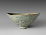 Bowl, Stoneware with inlaid decoration of cranes and clouds
under celadon glaze, Korea
