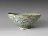 Bowl, Stoneware with inlaid decoration of cranes and clouds
under celadon glaze, Korea