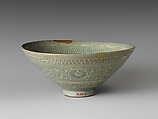 Bowl, Stoneware with inlaid decoration of cranes and clouds
under celadon glaze, Korea