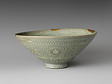 Bowl, Stoneware with inlaid decoration of cranes and clouds
under celadon glaze, Korea