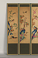Birds and Flowers, Ten-panel folding screen, silk embroidery, Korea
