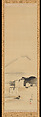 Sailboats and Mount Fuji, Shibata Zeshin  Japanese, Hanging scroll; black paint on silk, Japan