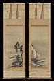 Landscapes of Autumn and Winter, Spurious seal of Tenshō Shūbun (Japanese, active 1414–before 1463), Diptych of hanging scrolls; ink and color on paper, Japan