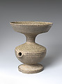 Vessel with Straw Hole, Stoneware with natural ash glaze and incised decoration (Sue ware), Japan