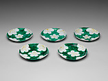 Set of Five Plates with Floral Decoration, Ogata Kenzan (Japanese, 1663–1743), Porcelain, Japan