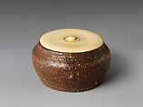 Taikai-Shape Tea Caddy (Chaire), Stoneware with ivory lid; Shigaraki Ware, Japan