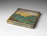 Tile, Stoneware with glaze; Mino ware, Oribe type, Japan