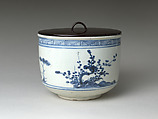 Three Friends of Winter Fresh Water Jar, Porcelain (Arita, early Imari) with underglaze cobalt decoration, Japan