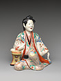Figure of a Seated Beauty, Porcelain with overglaze enamels (Hizen ware, Kakiemon type), Japan