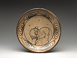 Ishizara Plate with Design of Horse and Spirals, Stoneware (Seto ware), Japan