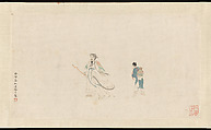 Two figures after Qiu Ying, Liu Yanchong  Chinese, Handscroll; ink and color on paper, China
