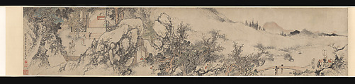 Three Visits to the Thatched Hut of Zhuge Liange, Su Liupeng (Chinese, 1791–1862), Handscroll; ink and color on paper, China