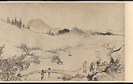 Three Visits to the Thatched Hut of Zhuge Liange, Su Liupeng (Chinese, 1791–1862), Handscroll; ink and color on paper, China