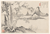 Landscapes, Li Jian  Chinese, Four album leaves; ink and color on paper, China