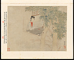 Gentlewomen, Hu Xigui (Chinese, 1839–1883), Album of twelve leaves; ink and color on paper, China