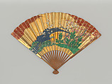Fan, Gold & paper / Carved wood mount, Japan