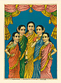 Five Ladies, Ravi Varma Fine Art Lithographic Press, Lithograph, India