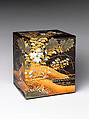 Tiered Box with Design of Bellflower and Autumn Grasses, Black lacquer with powdered gold and silver (maki-e) and mother-of-pearl and pewter inlays, Japan