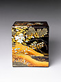 Tiered Box with Design of Bellflower and Autumn Grasses, Black lacquer with powdered gold and silver (maki-e) and mother-of-pearl and pewter inlays, Japan
