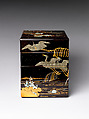 Tiered Box with Design of Bellflower and Autumn Grasses, Black lacquer with powdered gold and silver (maki-e) and mother-of-pearl and pewter inlays, Japan