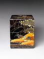 Tiered Box with Design of Bellflower and Autumn Grasses, Black lacquer with powdered gold and silver (maki-e) and mother-of-pearl and pewter inlays, Japan