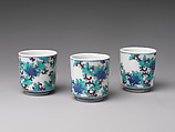 One of Three Cups with Floral Designs, from a Set of Twenty, Porcelain with underglaze blue and overglaze enamels (Hizen ware, Nabeshima type), Japan