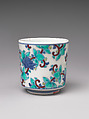 One of Three Cups with Floral Designs, from a Set of Twenty, Porcelain with underglaze blue and overglaze enamels (Hizen ware, Nabeshima type), Japan