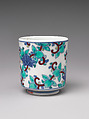 One of Three Cups with Floral Designs, from a Set of Twenty, Porcelain with underglaze blue and overglaze enamels (Hizen ware, Nabeshima type), Japan