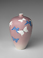 Vase with Butterflies

, Katō Tomotarō  Japanese, Porcelain with underglaze blue, overglaze pink and white slip, Japan