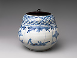 Water jar, Porcelaneous stoneware painted in underglaze blue, with applied decoration (Arita ware, Imari type), Japan