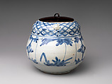 Water jar, Porcelaneous stoneware painted in underglaze blue, with applied decoration (Arita ware, Imari type), Japan