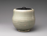 Freshwater Jar (Mizusashi), Porcelain with celadon glaze (Hizen ware, early Imari type); lacquer cover, Japan