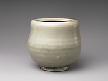 Freshwater Jar (Mizusashi), Porcelain with celadon glaze (Hizen ware, early Imari type); lacquer cover, Japan