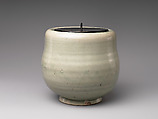 Freshwater Jar (Mizusashi), Porcelain with celadon glaze (Hizen ware, early Imari type); lacquer cover, Japan