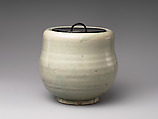 Freshwater Jar (Mizusashi), Porcelain with celadon glaze (Hizen ware, early Imari type); lacquer cover, Japan