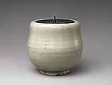 Freshwater Jar (Mizusashi), Porcelain with celadon glaze (Hizen ware, early Imari type); lacquer cover, Japan