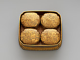 Incense Box with Design of Maple and and Mountain Scenery, Gold maki-e on black lacquer, Japan