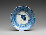 Deep Dish with Egret (from a set of ten), Porcelain with underglaze blue decoration (Hizen ware), Japan