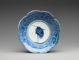 Deep Dish with Egret (from a set of ten), Porcelain with underglaze blue decoration (Hizen ware), Japan