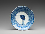 Deep Dish with Egret (from a set of ten), Porcelain with underglaze blue decoration (Hizen ware), Japan
