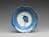 Deep Dish with Egret (from a set of ten), Porcelain with underglaze blue decoration (Hizen ware), Japan