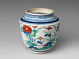 Jar, Porcelain painted in overglaze polychrome enamels (Arita ware, Kakiemon type), Japan